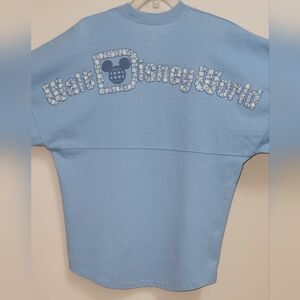 **XLNT RARE HTF* Disney World Hydrangea Flowers Floral Blue Spirit Jersey Medium